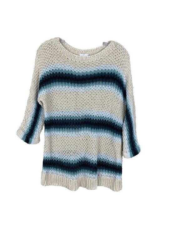J. Jill Sweaters - J Jill Womens S Sweater Pullover Dolman Open Knit Beach Linen Blend Boho Crochet